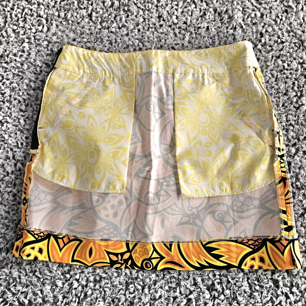 Loudmouth Women's Golf Skirt Sz 4 x 16L XS Yellow Mini Chirp Chirp Stretch Bird - Picture 5 of 12